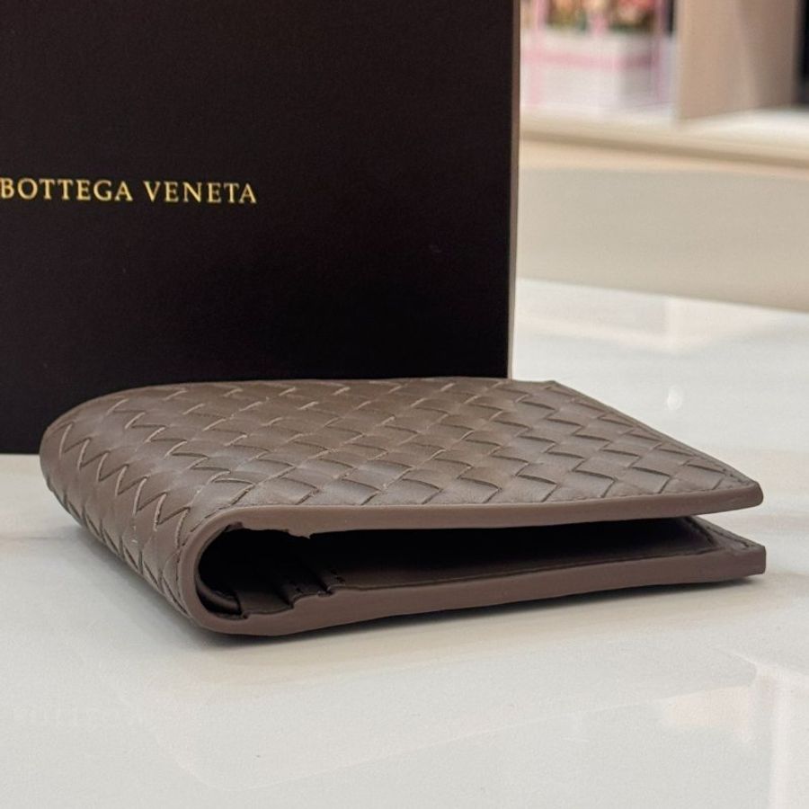 *SHIHNA名牌精品* Bottega Veneta 灰褐色 編織小牛皮短夾-8