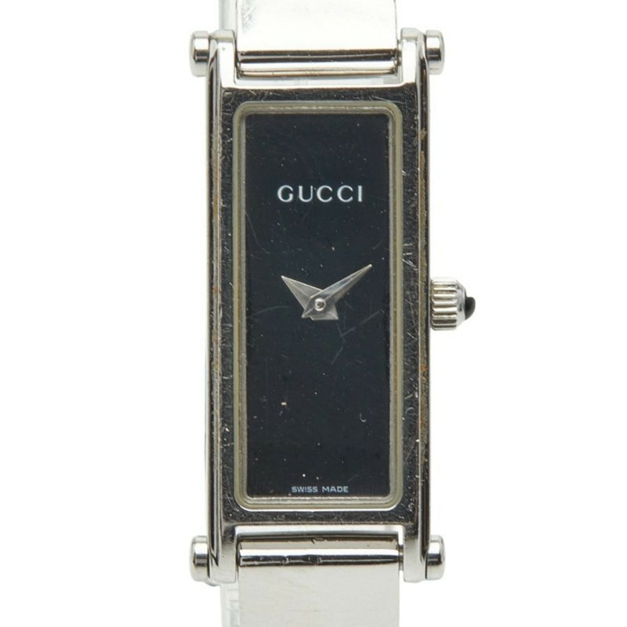 Gucci 1500L 石英腕錶，黑色錶盤，不鏽鋼錶殼，女款-0
