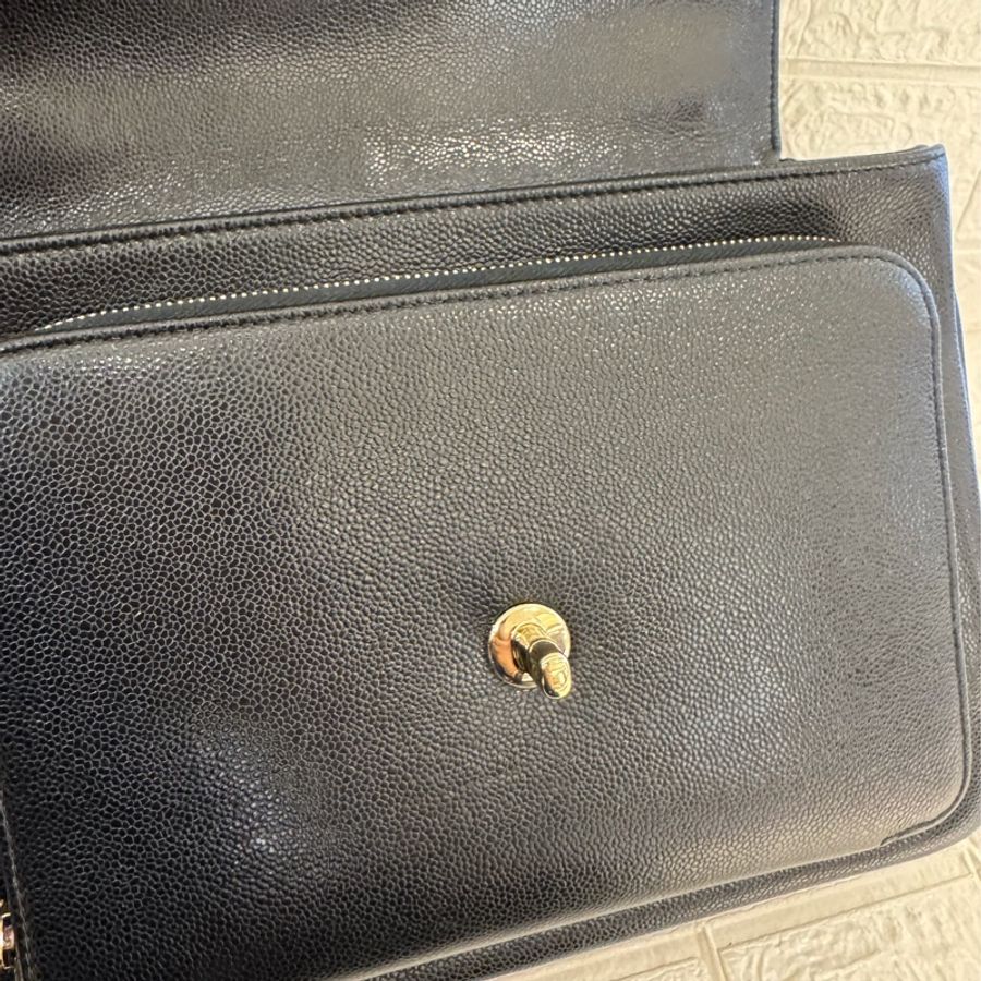 chanel黑荔枝金雙C大郵差包-28
