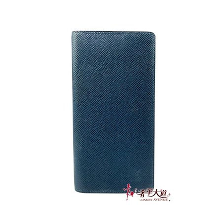*奢華大道國際精品*【L3277】 LV海洋藍色牛皮TAIGA BRAZZA對開長夾 M33404-0