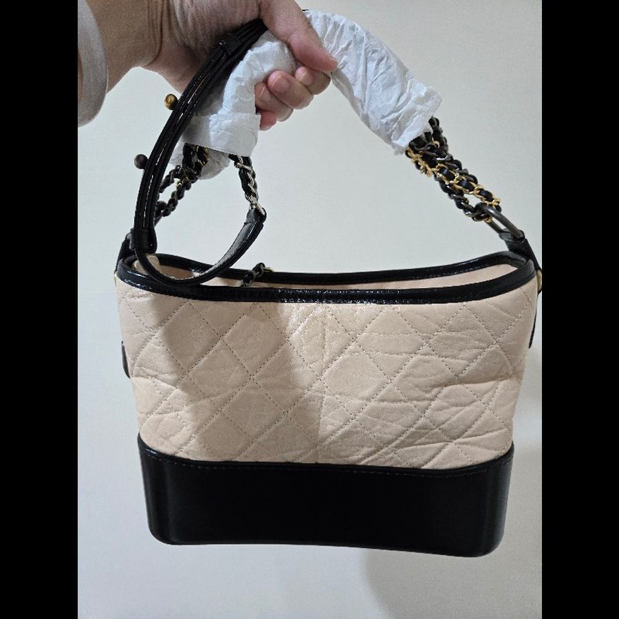 Chanel 香奈兒 米拼黑牛皮Gabrielle流浪包 小號(可議價)-4