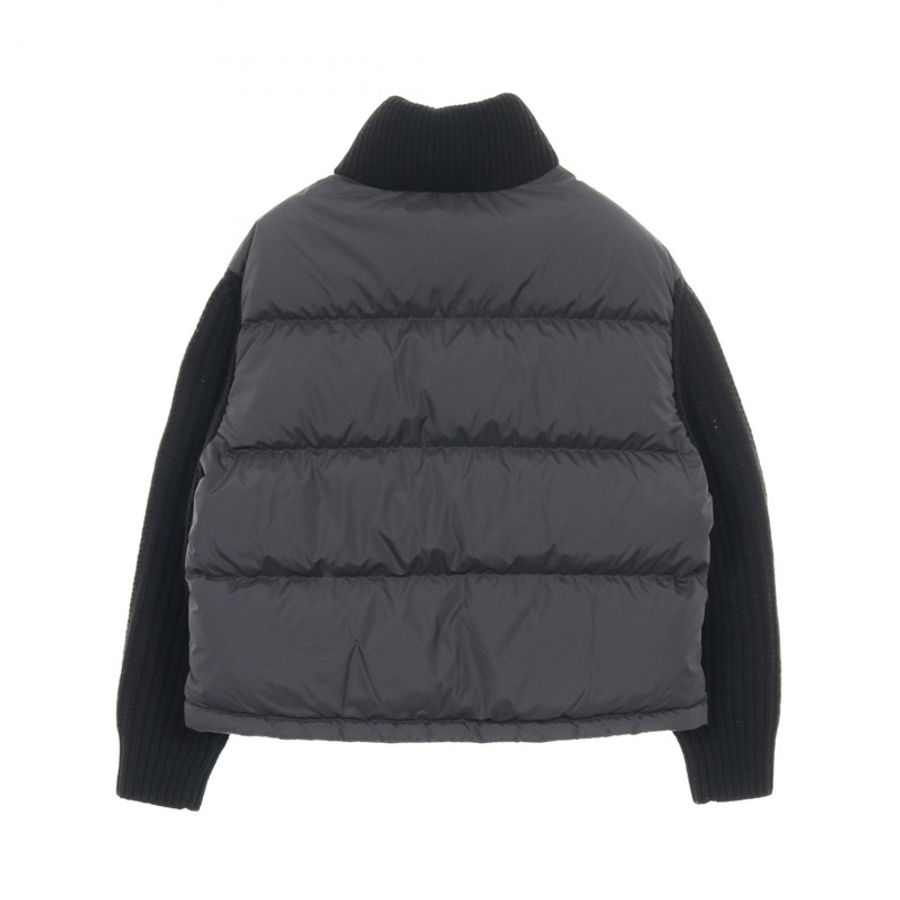 MONCLER 開襟羊毛衫羽絨外套 #S 聚酯黑色二手女款-1