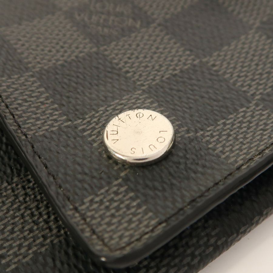 LOUIS VUITTON Damier Graphite Alpha Triple銀扣手拿包-11