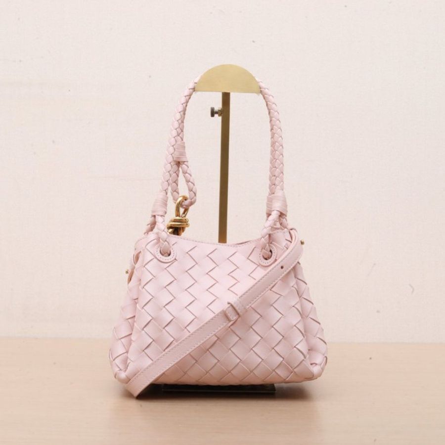 BOTTEGA VENETA 粉色羊皮Parachute降落傘包可拆卸肩帶磁扣開合小號20肩背包-1