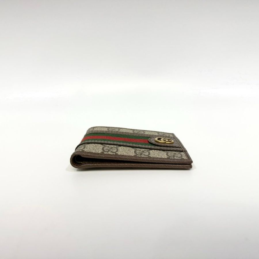 GUCCI Ophidia綠紅綠織帶對開短夾 597606-3