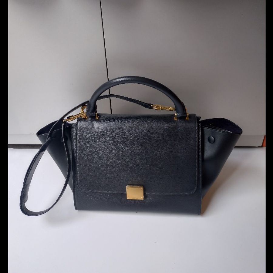 Celine 黑皮金釦兩用包 鞦韆包 28-0