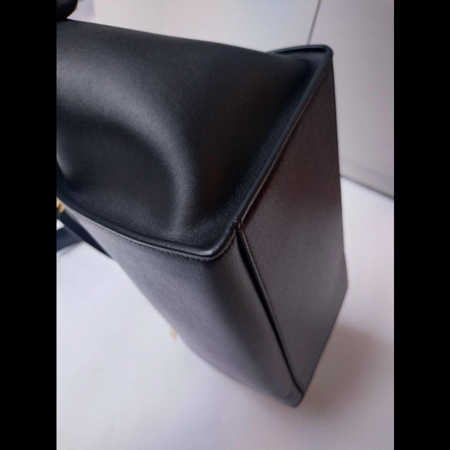Celine 黑皮金釦兩用包 鞦韆包 28-9