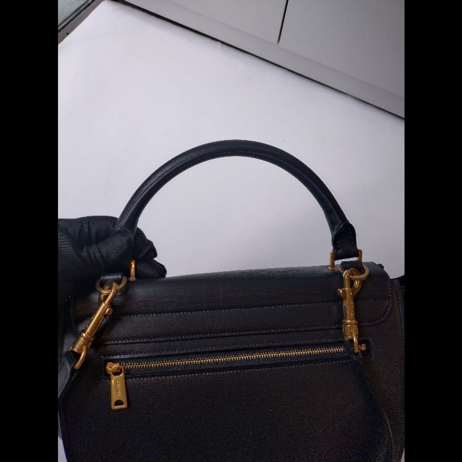Celine 黑皮金釦兩用包 鞦韆包 28-13
