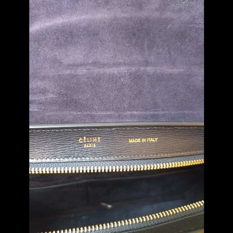 Celine 黑皮金釦兩用包 鞦韆包 28-14