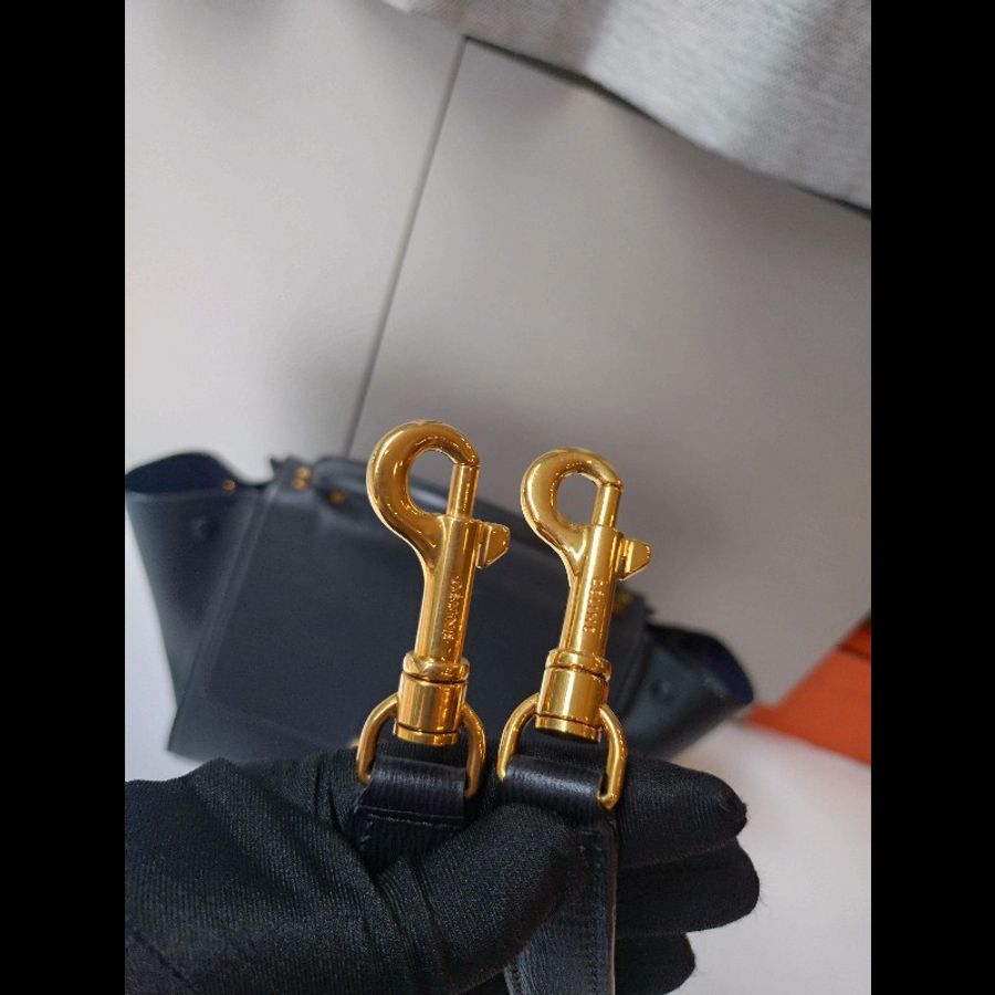 Celine 黑皮金釦兩用包 鞦韆包 28-24