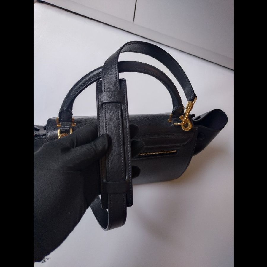 Celine 黑皮金釦兩用包 鞦韆包 28-25