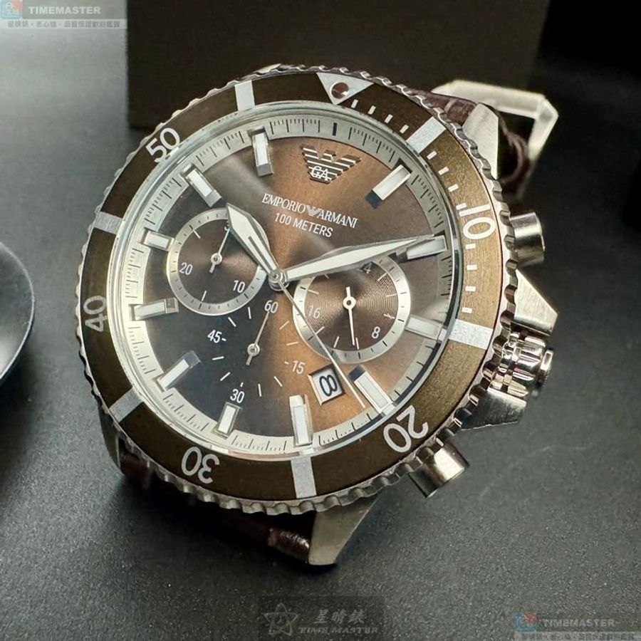 ARMANI手錶,編號AR00082,42mm古銅色錶殼,銀色錶帶款-4