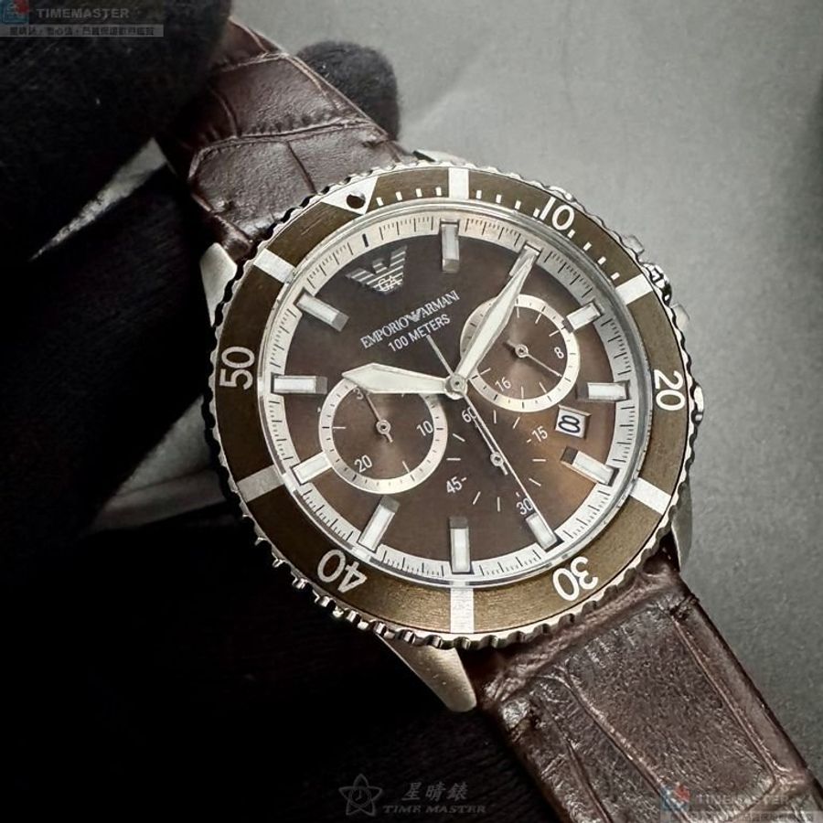 ARMANI手錶,編號AR00082,42mm古銅色錶殼,銀色錶帶款-12