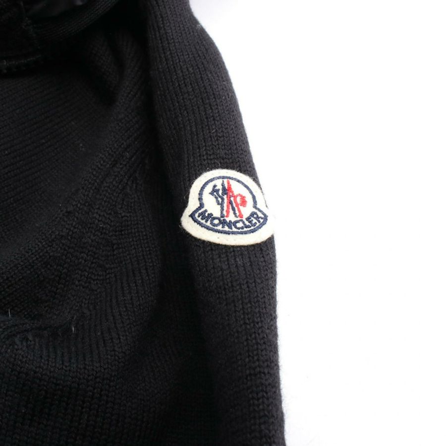 MONCLER 羊毛尼龍黑色開襟羊毛連帽衫 S 碼 9487700 二手女款-4