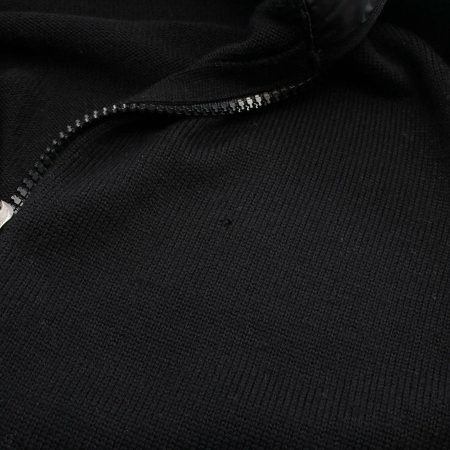 MONCLER 羊毛尼龍黑色開襟羊毛連帽衫 S 碼 9487700 二手女款-5