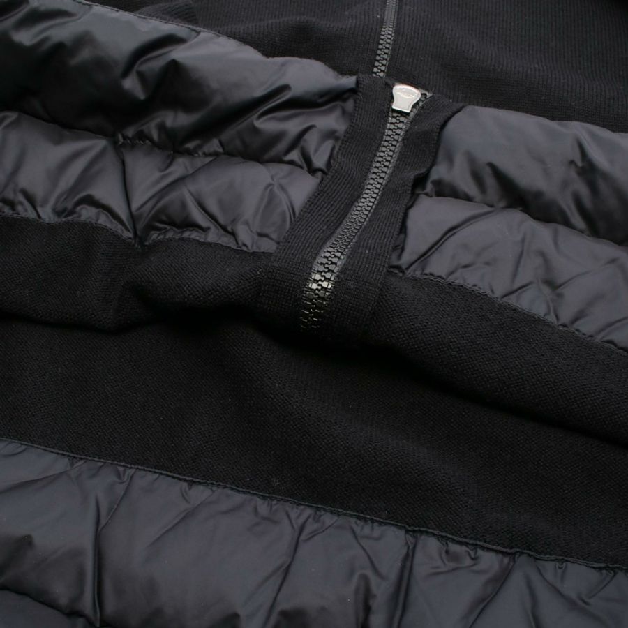 MONCLER 羊毛尼龍黑色開襟羊毛連帽衫 S 碼 9487700 二手女款-6