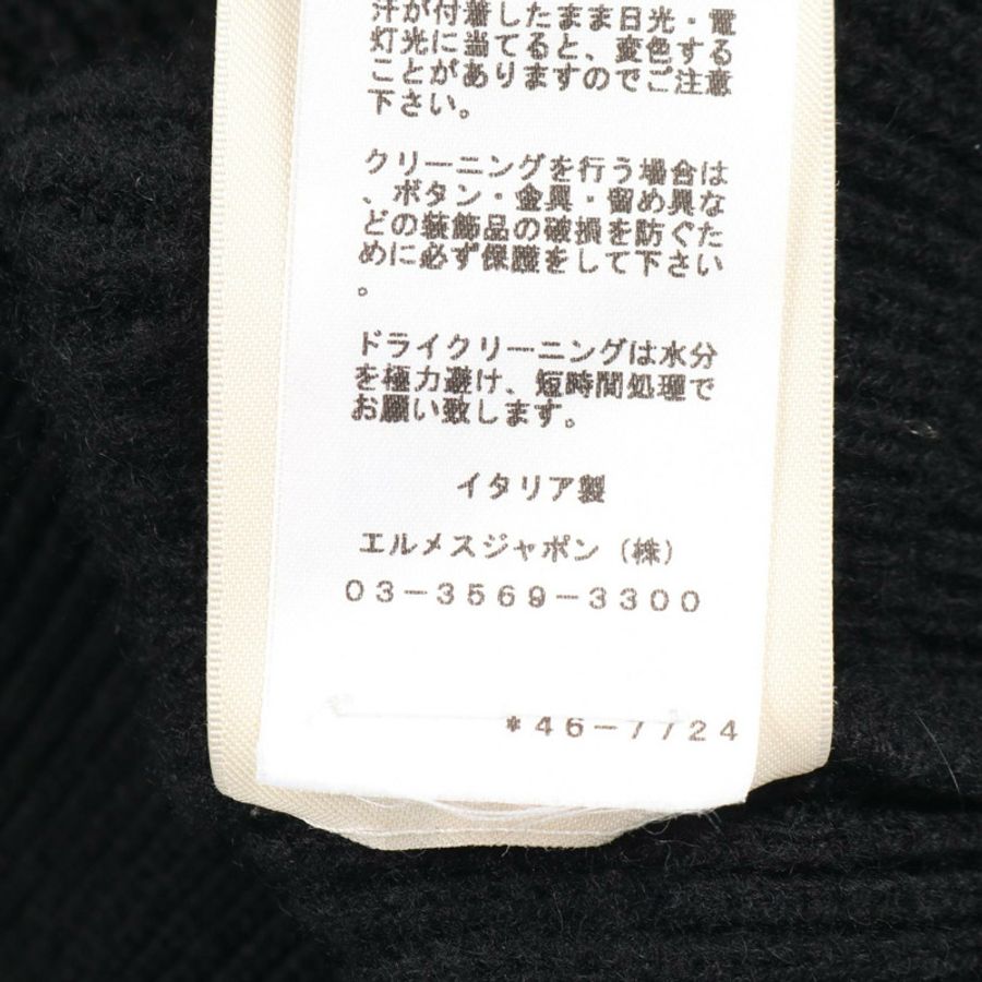 愛馬仕 Sellier 紐扣背心針織羊絨衫 黑色 二手 女-4
