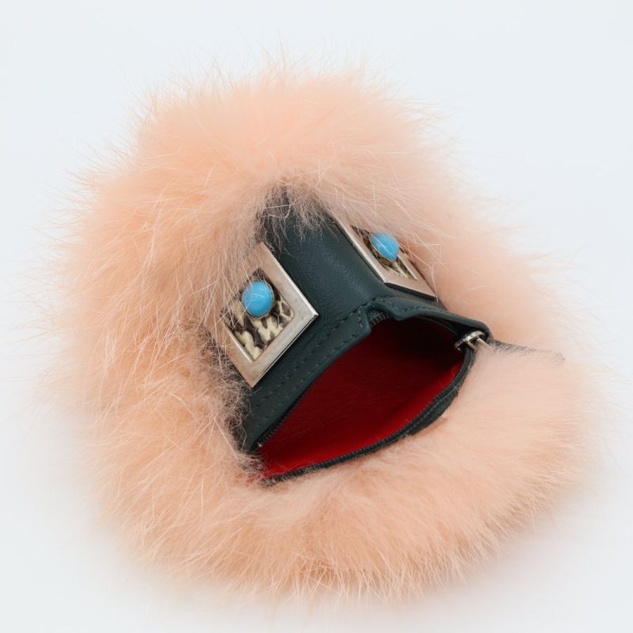 Fendi 芬迪 Monster Bag Bug Charm 藍色石榴石鑲嵌眼球 皮草鑰匙圈 吊飾 毛皮-4