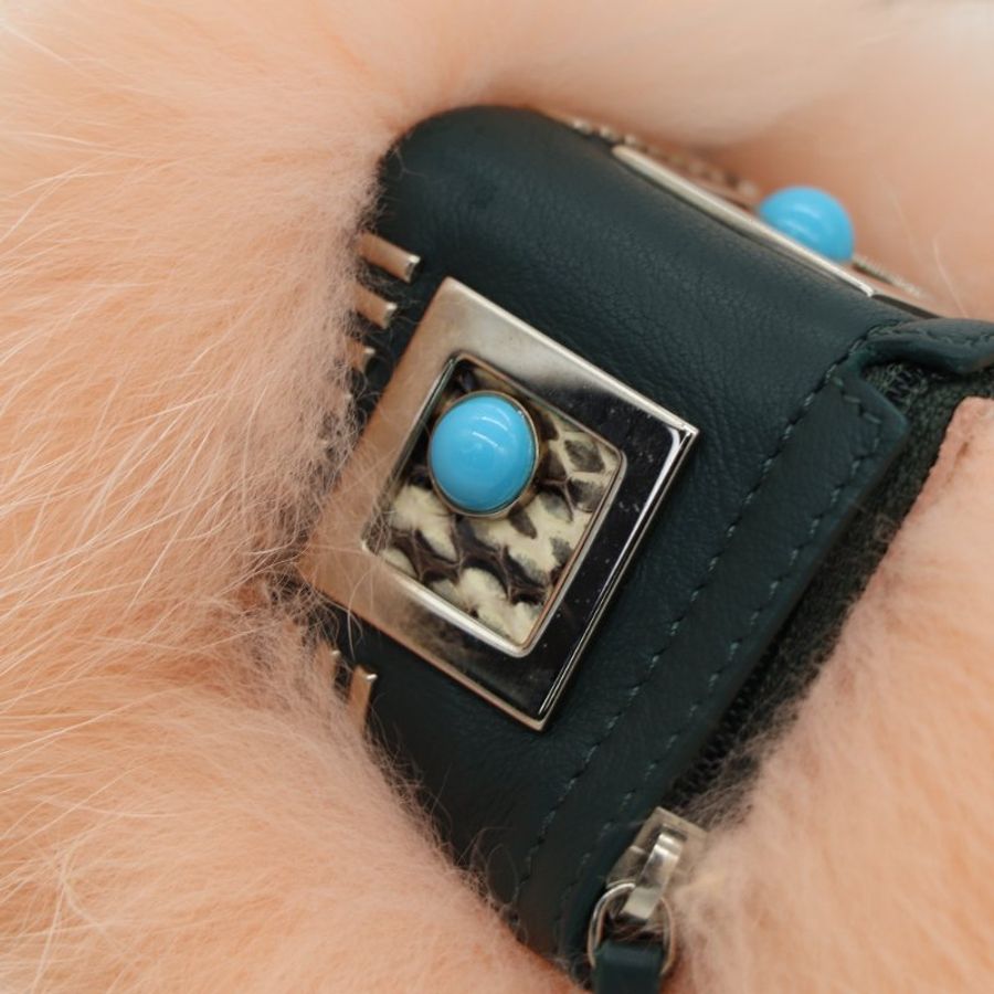 Fendi 芬迪 Monster Bag Bug Charm 藍色石榴石鑲嵌眼球 皮草鑰匙圈 吊飾 毛皮-8