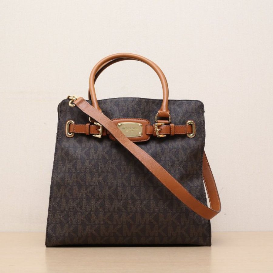 MICHAEL KORS 老花PVC手提風琴包斜挎包肩背包-0