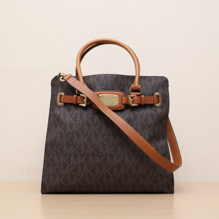 MICHAEL KORS 老花PVC手提風琴包斜挎包肩背包-1