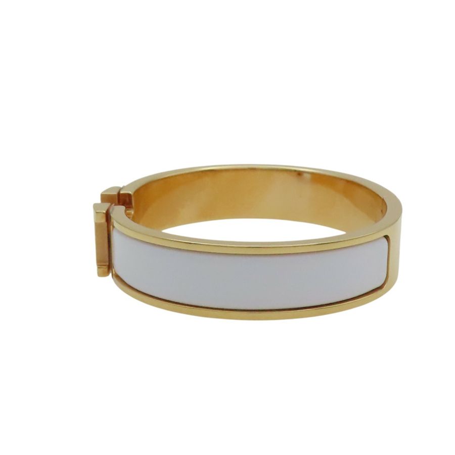 白色琺瑯 金色鍍金 Clic H 手環【HERMES 愛馬仕】-3