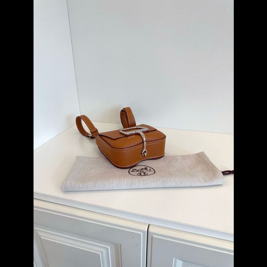 Hermes 金棕mini Della屁桃屁股包 epsom皮-5