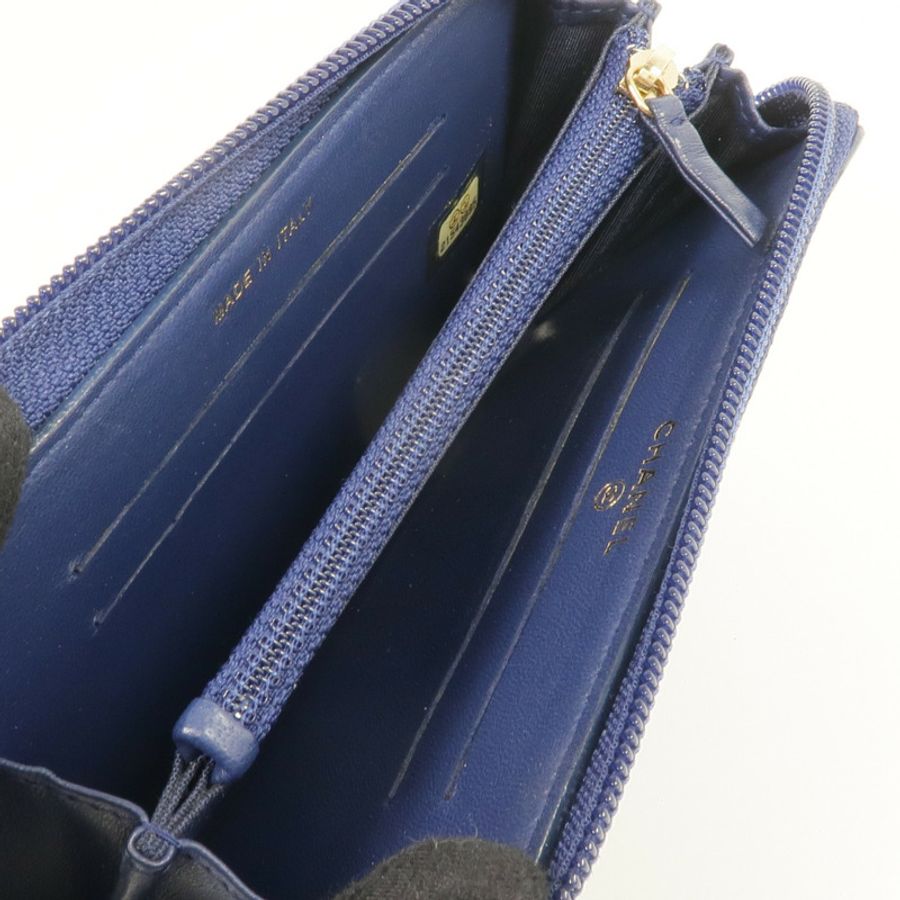 CHANEL 羊皮皮革Boy Zipped Wallet金扣錢包-12