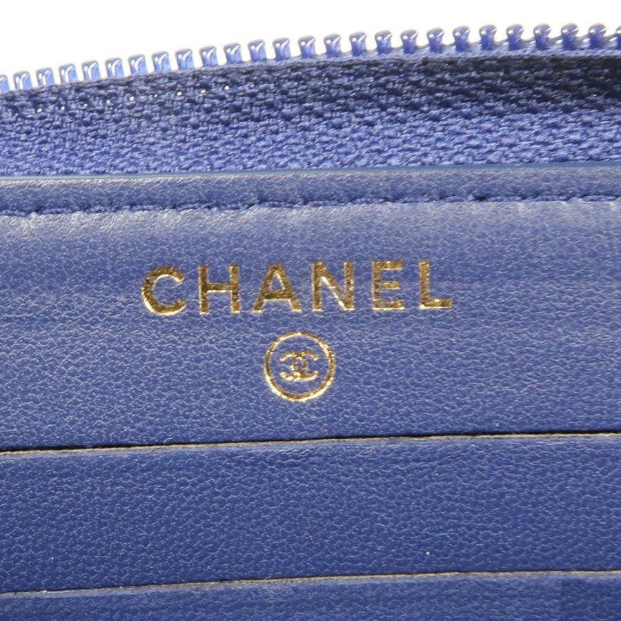 CHANEL 羊皮皮革Boy Zipped Wallet金扣錢包-13