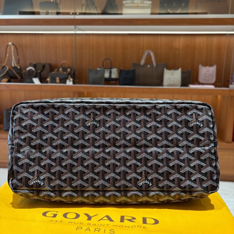 【現貨|法式人氣款】Goyard Saint Louis PM|黑色經典帆布 × 真皮提把|超能裝子母購物包|全新品-7