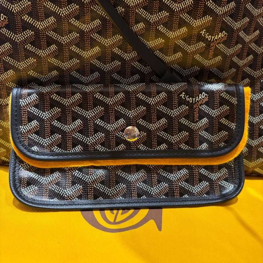 【現貨|法式人氣款】Goyard Saint Louis PM|黑色經典帆布 × 真皮提把|超能裝子母購物包|全新品-11