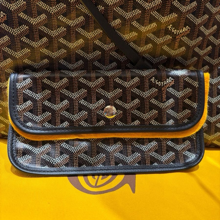 【現貨|法式人氣款】Goyard Saint Louis PM|黑色經典帆布 × 真皮提把|超能裝子母購物包|全新品-3