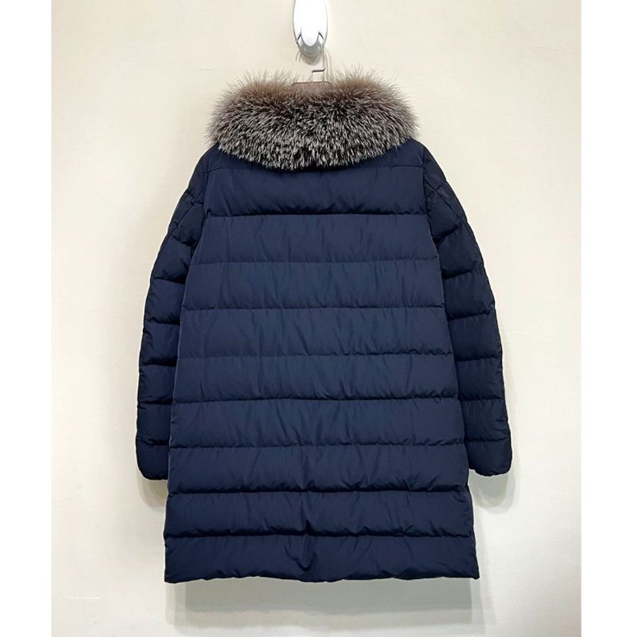 MONCLER 藍黑毛領長版羽絨外套 2.M / 真毛領可拆 / 二穿-2