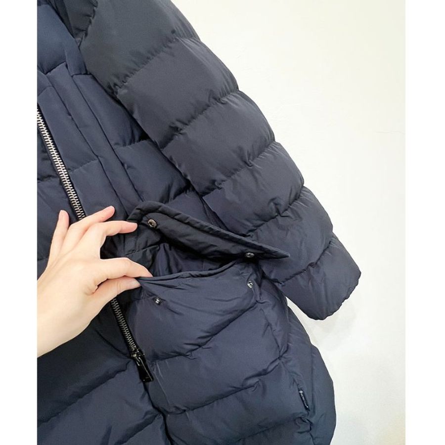 MONCLER 藍黑毛領長版羽絨外套 2.M / 真毛領可拆 / 二穿-4