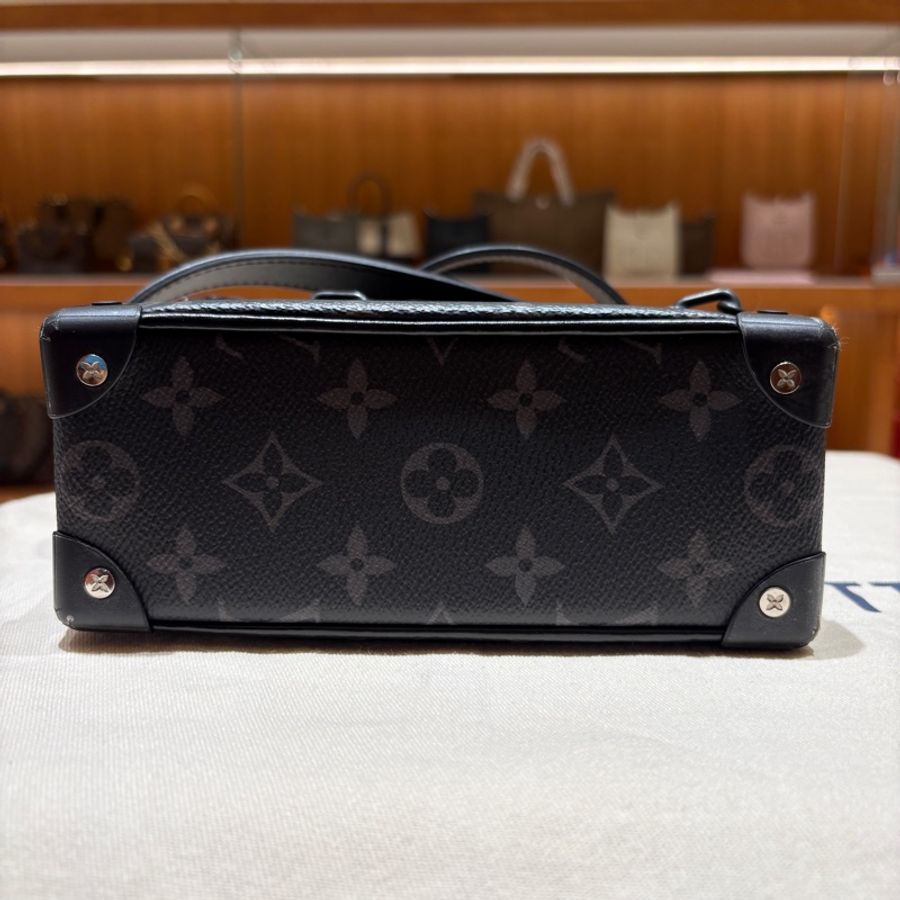 【稀有限量黑魂盒包】Louis Vuitton Soft Trunk Mini 黑色壓紋老花｜斜背/肩背兩用｜韓國購入附收據｜台中市北區現貨-10