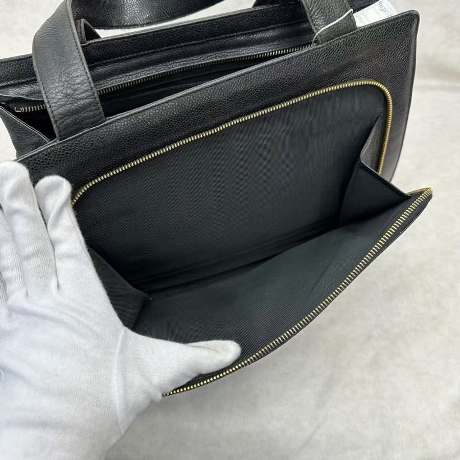 Chanel 香奈兒黑金荔枝紋單肩托特Tote-4