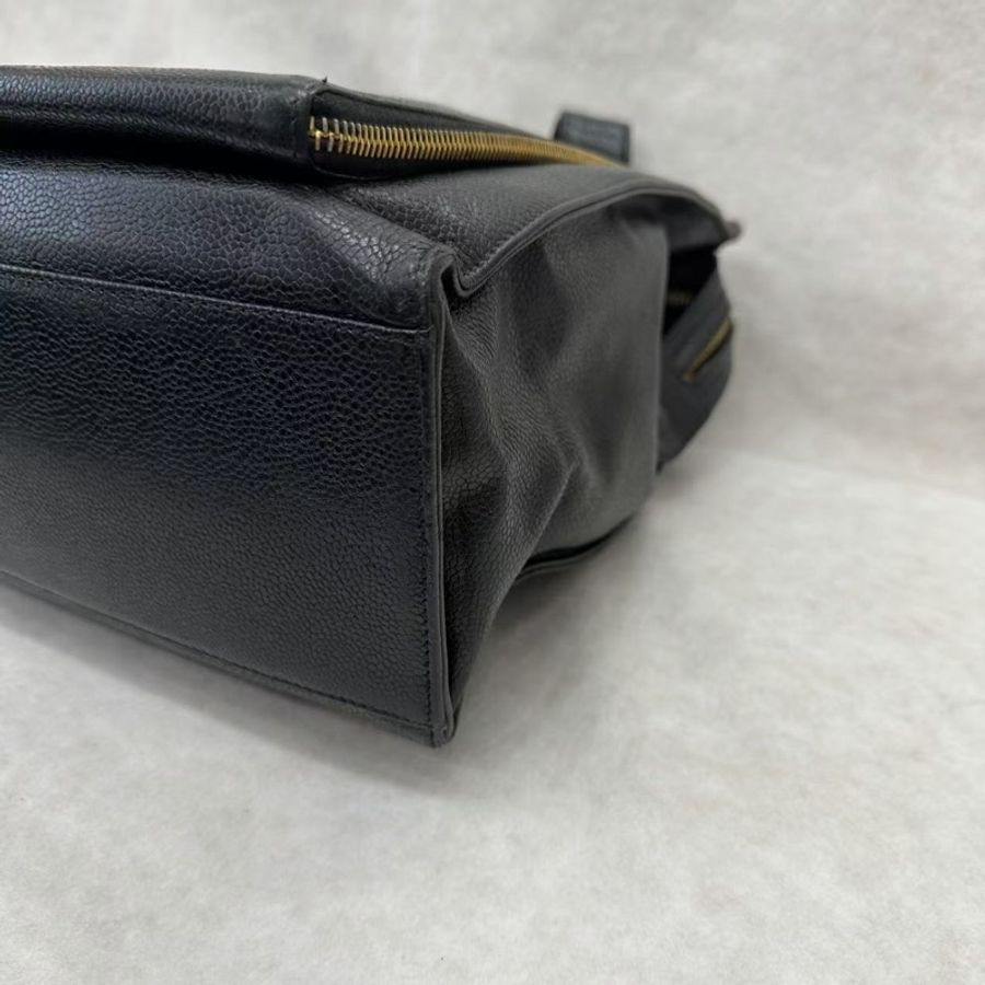 Chanel 香奈兒黑金荔枝紋單肩托特Tote-11