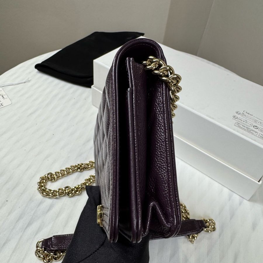 Chanel leboy 荔枝牛皮大WOC 紫色💜金扣-9