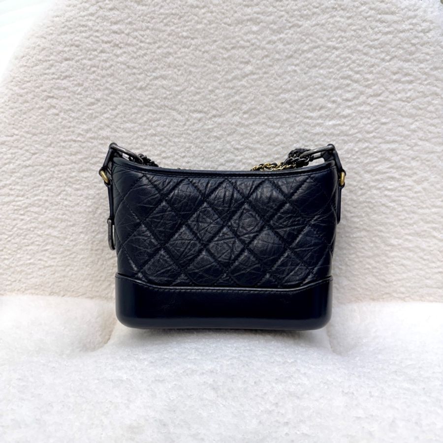 🕯️近全新Chanel 香奈兒 黑色 揉製牛皮 Gabrielle 小號流浪包 肩背包 斜背包 銀金雙色鍊帶 A91810-6