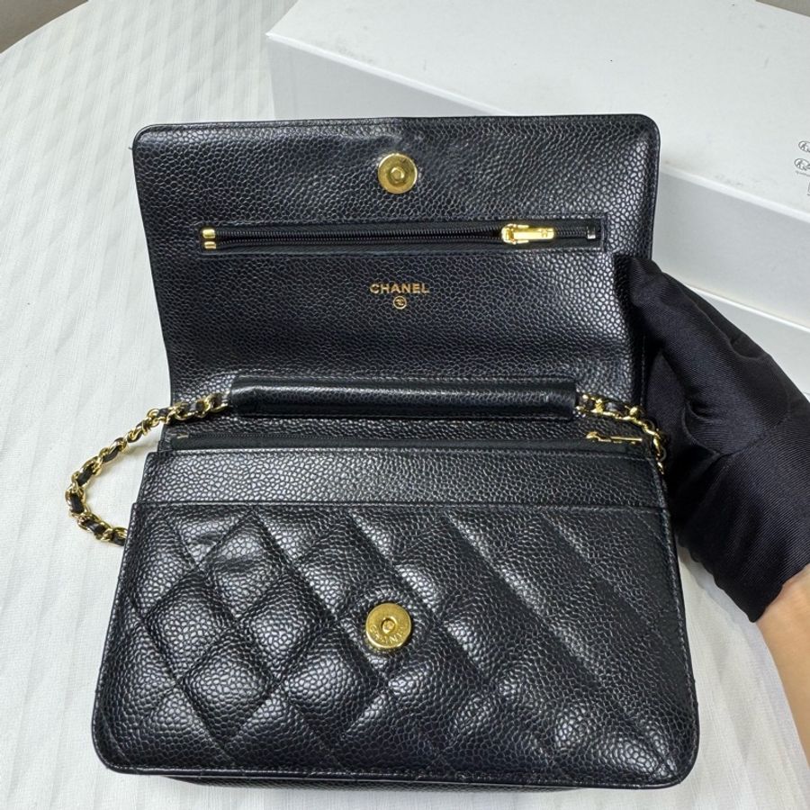 Chanel 黑金荔枝牛皮大WOC發財包Wallet on chain-2