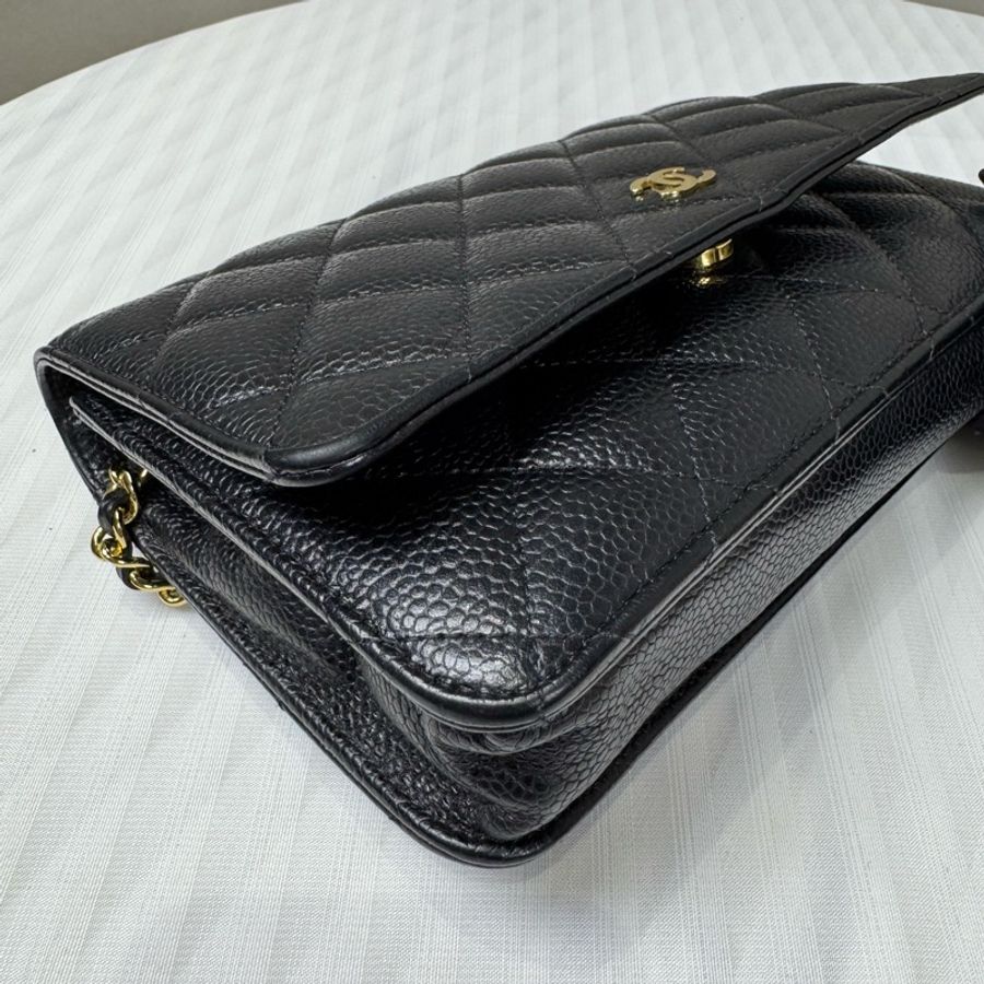 Chanel 黑金荔枝牛皮大WOC發財包Wallet on chain-4
