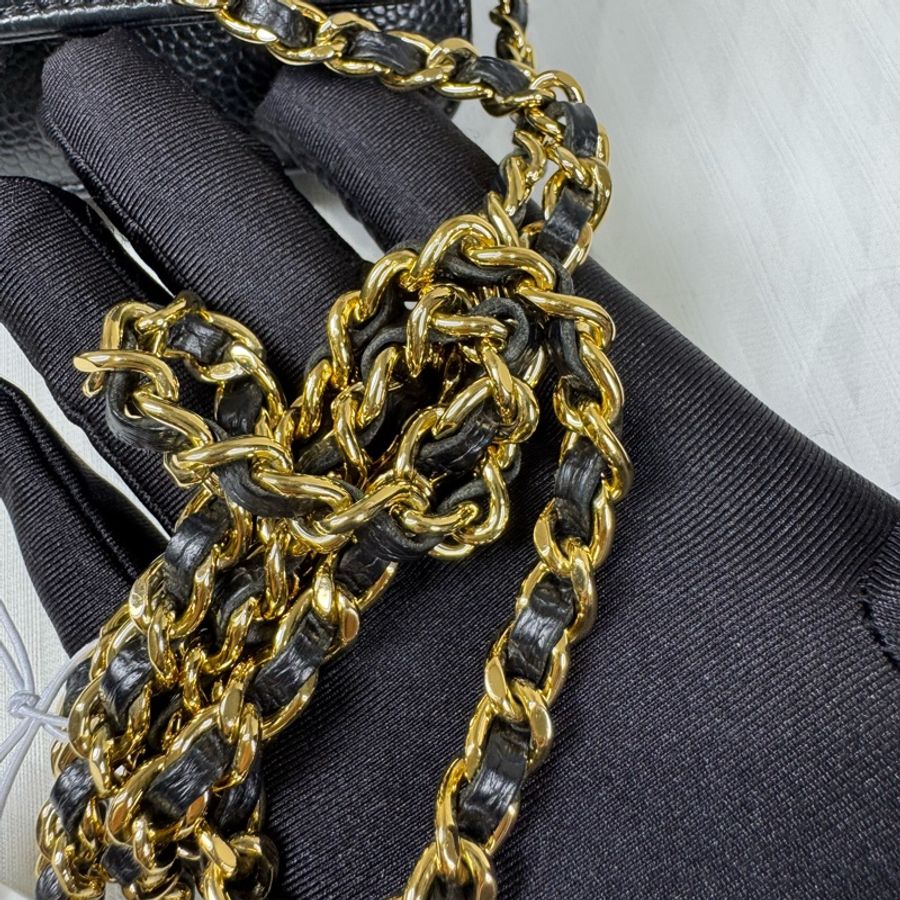 Chanel 黑金荔枝牛皮大WOC發財包Wallet on chain-11