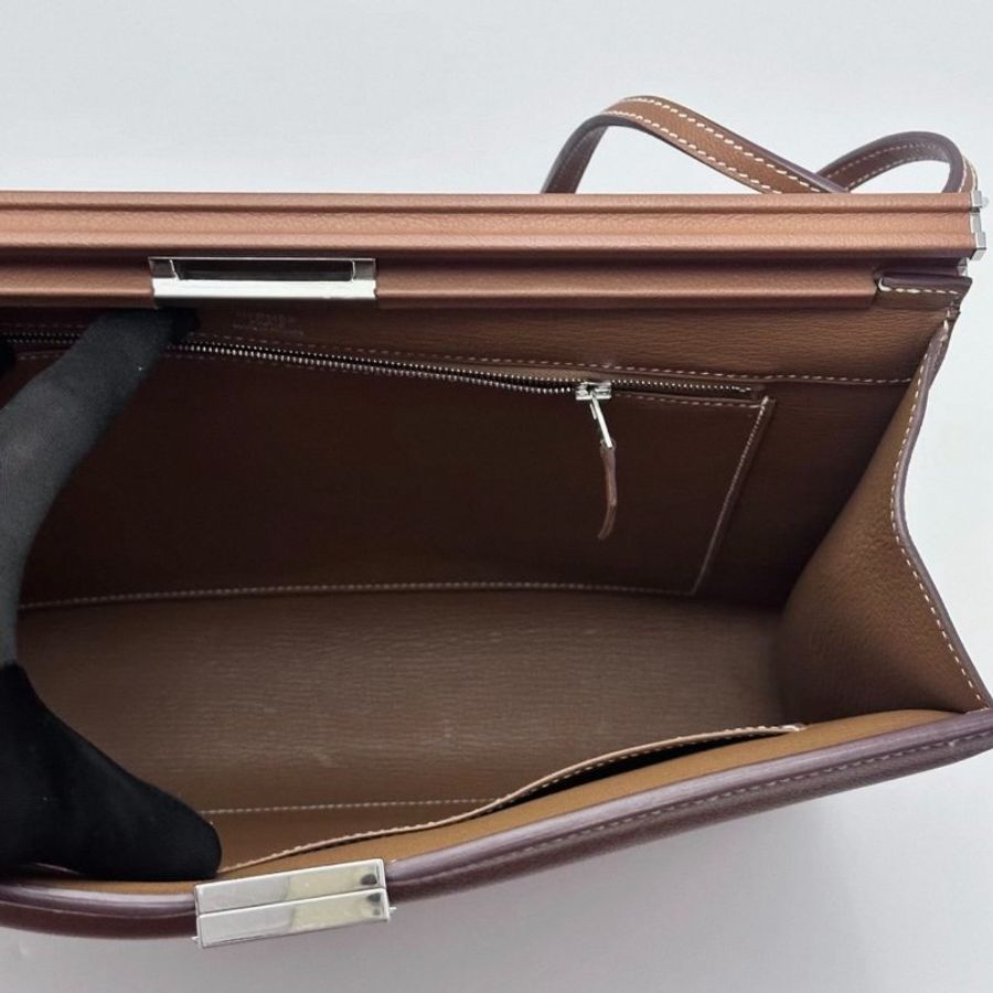 HERMES Clic-H33金棕銀扣肩背斜背包 33*25*5 9新 配件塵袋-1