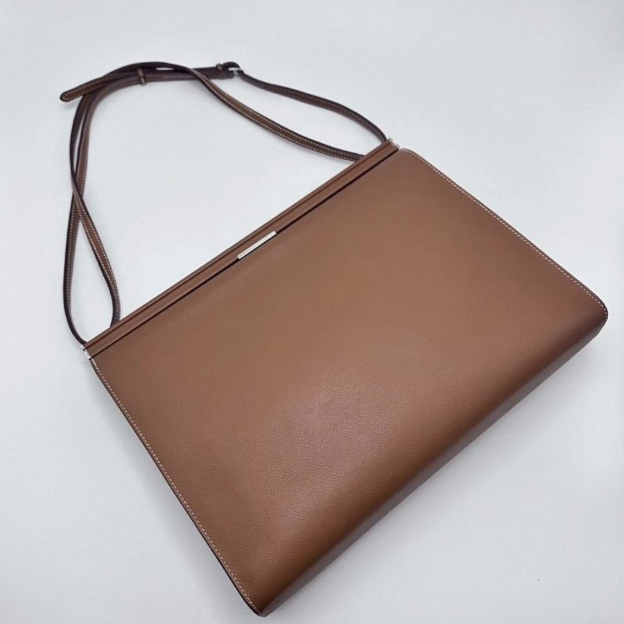 HERMES Clic-H33金棕銀扣肩背斜背包 33*25*5 9新 配件塵袋-3