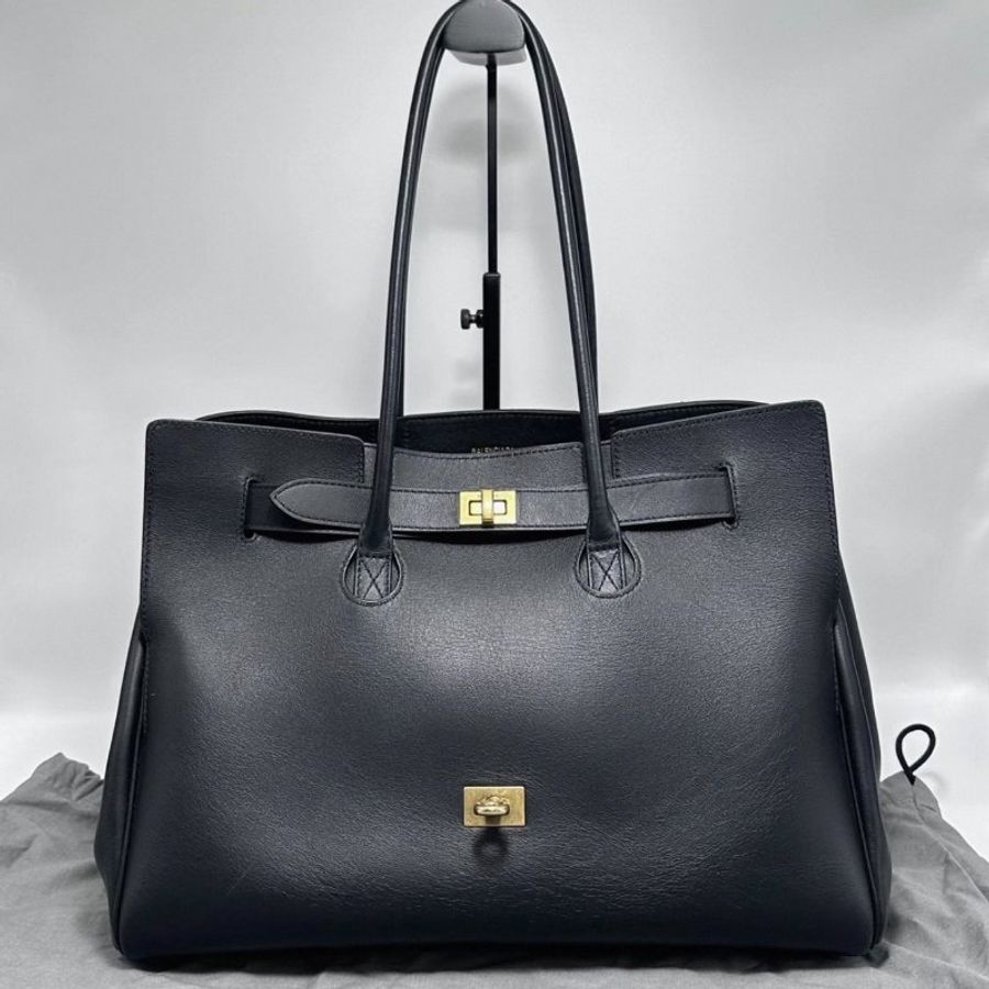 BALENCIAGA Bel Air中號黑金手提肩背包36*16*27 9新 配件塵袋-0
