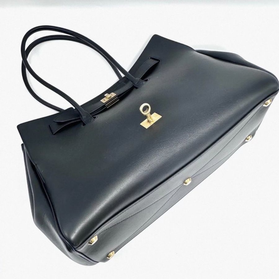 BALENCIAGA Bel Air中號黑金手提肩背包36*16*27 9新 配件塵袋-5