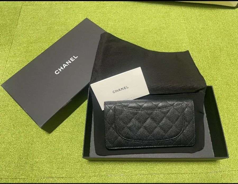 CHANEL 黑金荔枝對折長夾-2