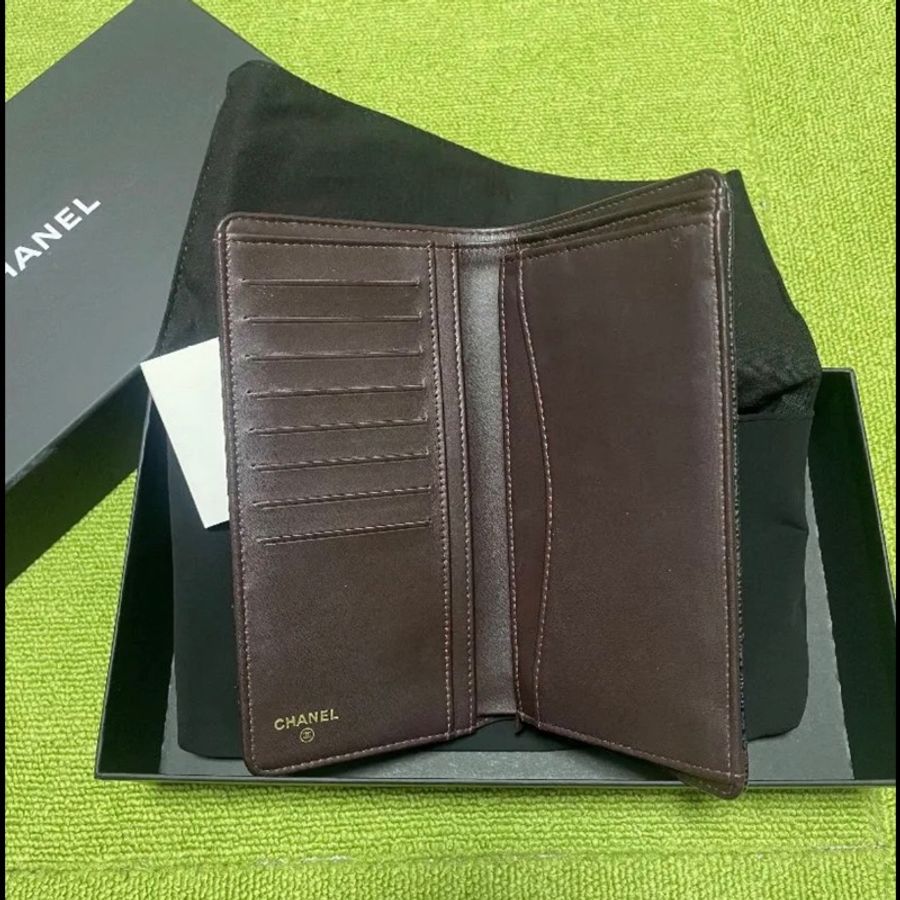 CHANEL 黑金荔枝對折長夾-3