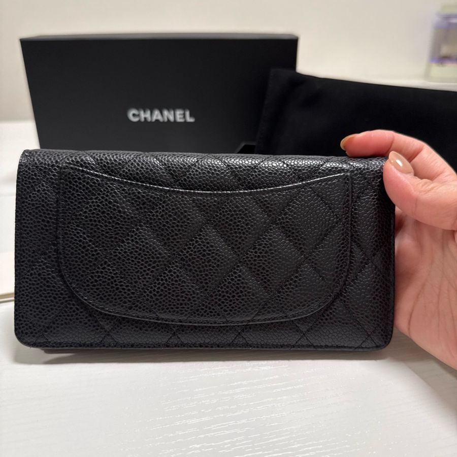 CHANEL 黑金荔枝對折長夾-6