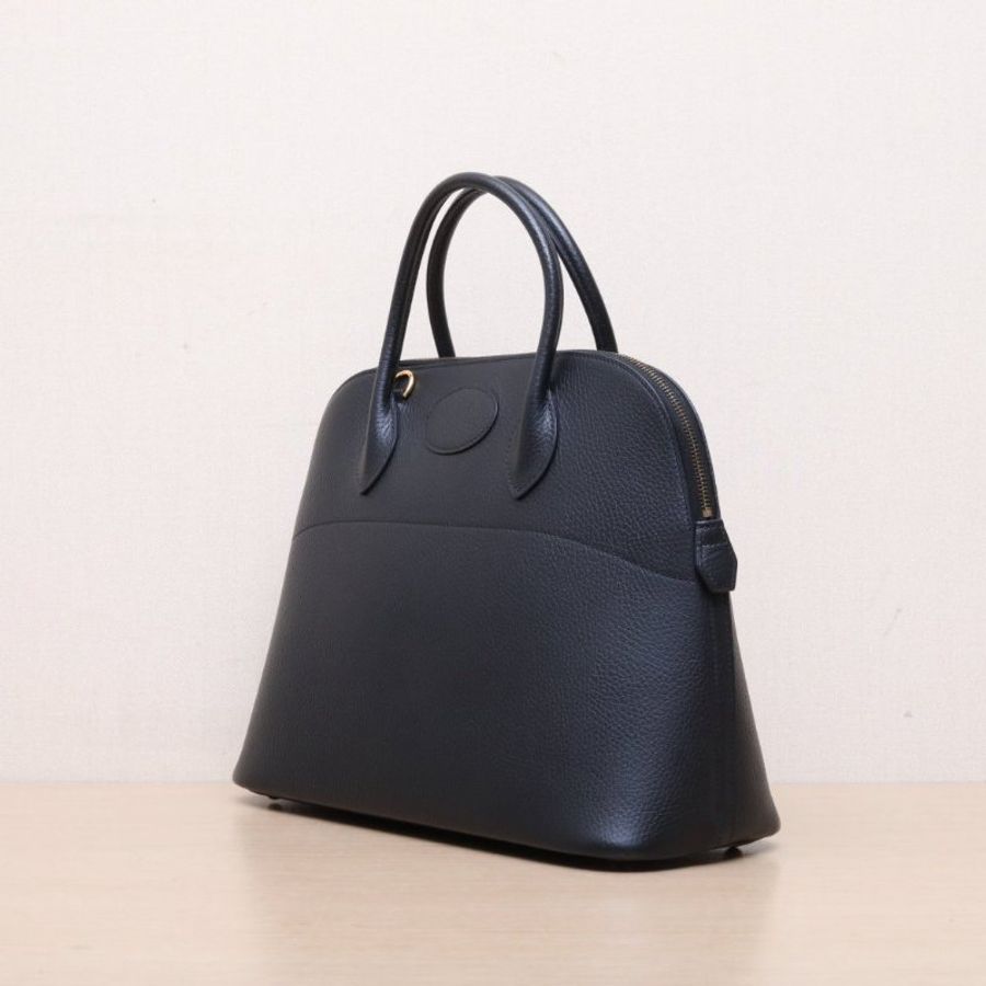 HERMES Bolide保齡球包3589黑色Buffalo阿登皮圈Z金扣肩背包-4